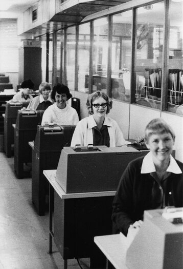 Data processing staff working at Standard Telephones and Cables (S.T.C.), Moorebank,1968